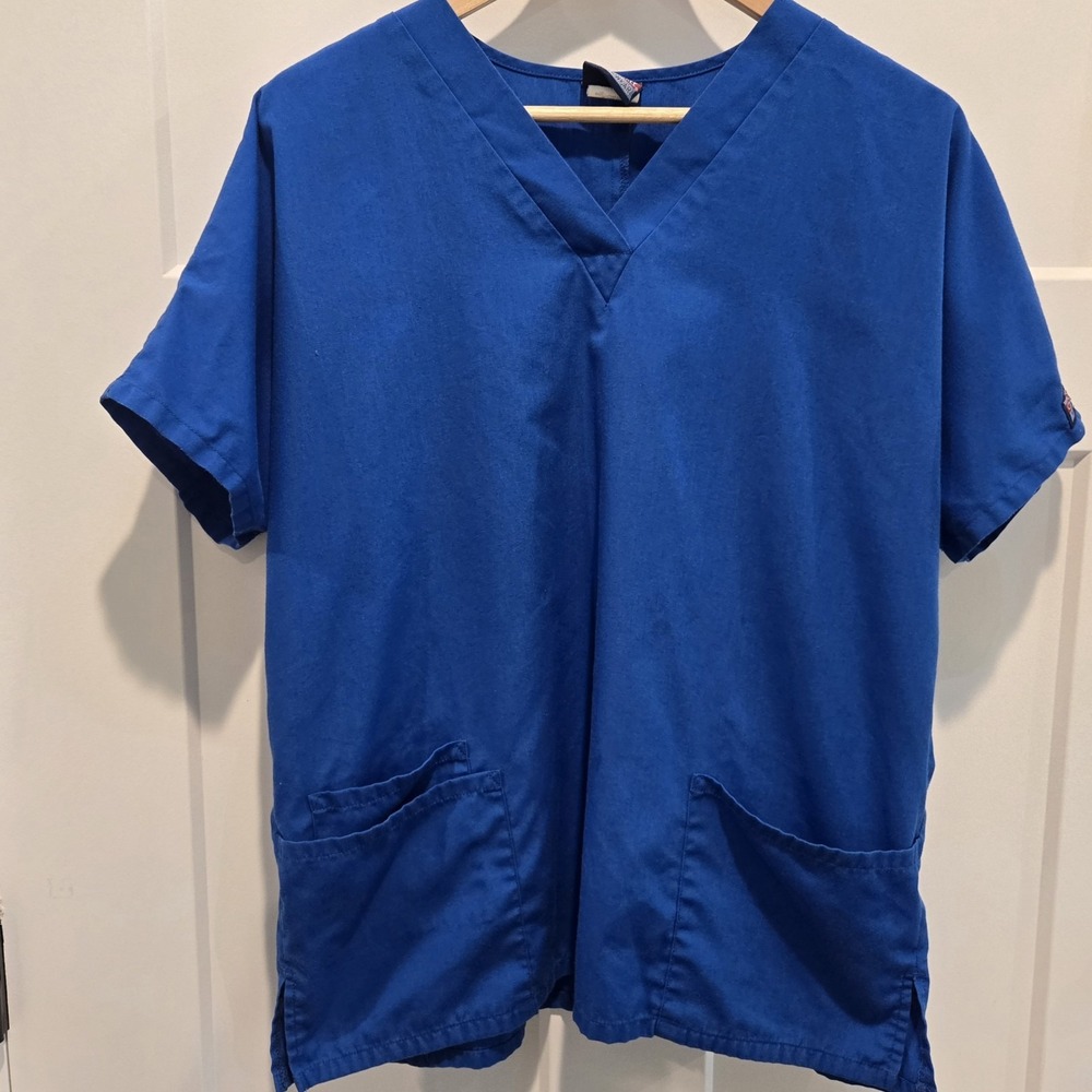 Cherokee Workwear Originals V-Neck Scrub Top Size‎ Medium Royal Blue 4700
